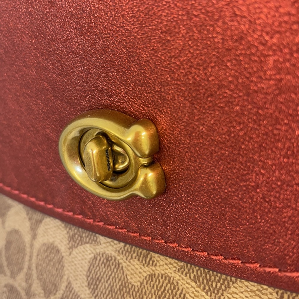 Coach Signature Canvas Crossbody with Red Leather Flap and Gold Hardware - Picture 4 of 8